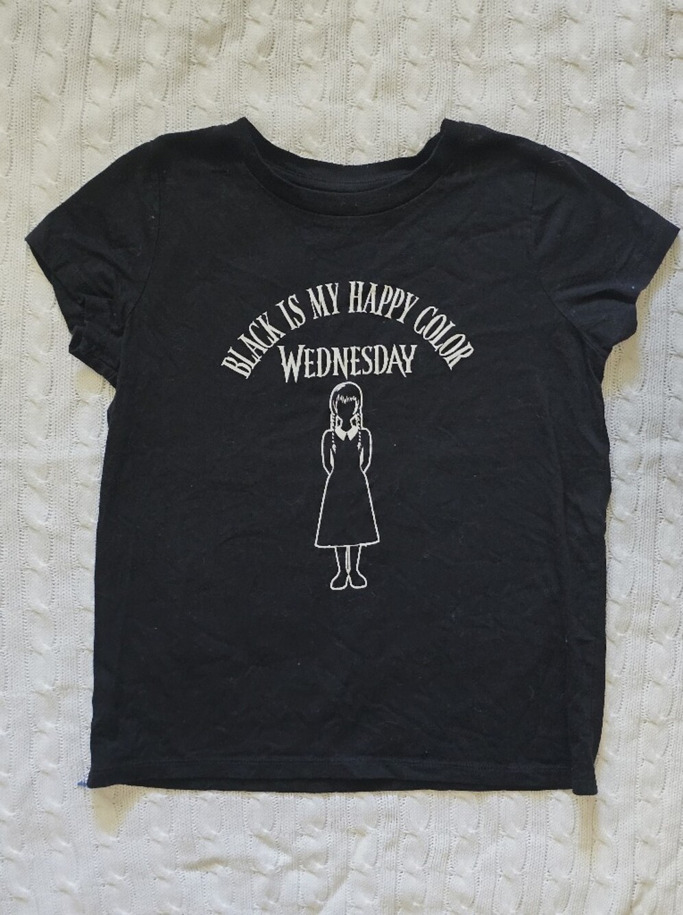 Wednesday Girls Black Graphic Tee - Size XL